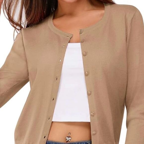 Button up tan brown cardigan - Picture 1 of 3